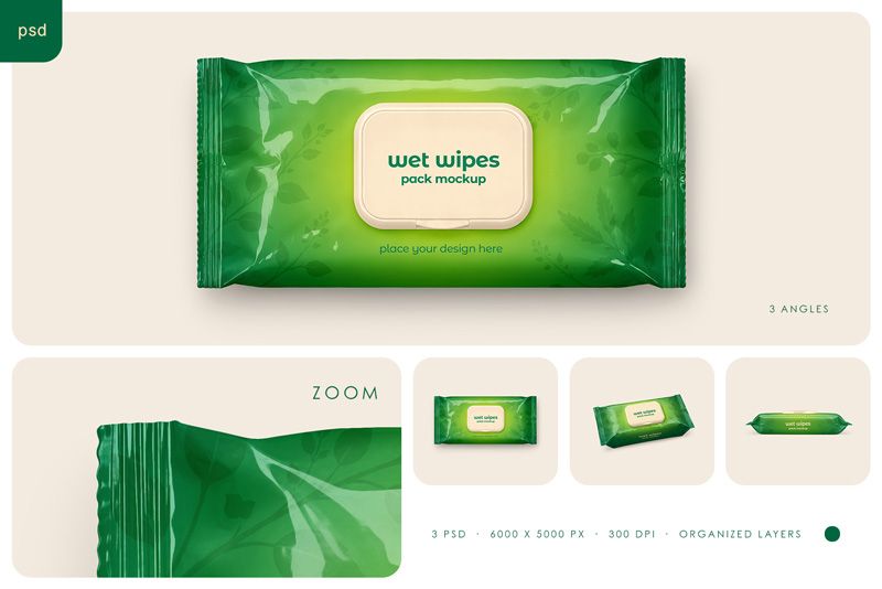 Preview bundle 1 wet wipes pack mockup set