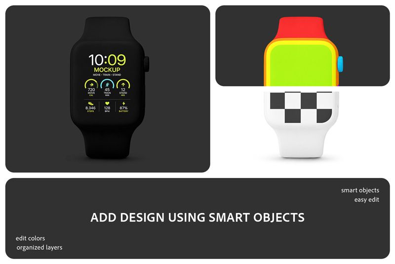 Preview bundle 2 clay apple watch mockup set