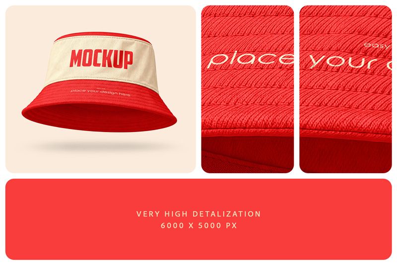 Preview bundle 3 bucket hat mockup set
