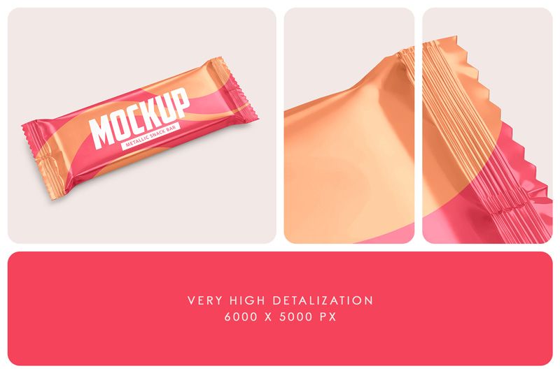 Preview bundle 3 metallic snack bar mockup set