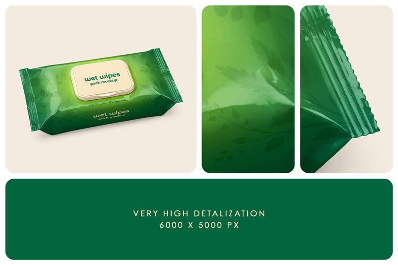 Preview bundle 3 wet wipes pack mockup set