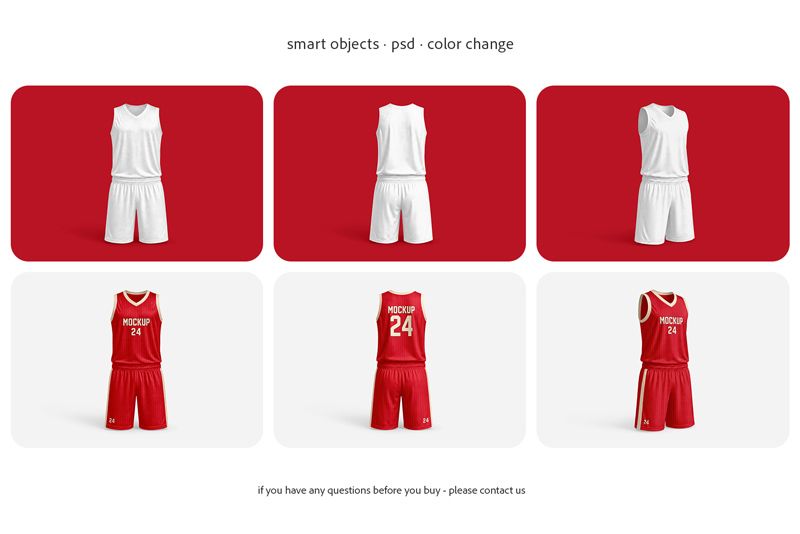 Preview bundle 4 basketball kit mockup set