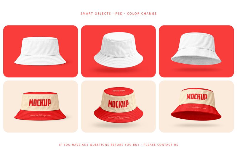 Preview bundle 4 bucket hat mockup set