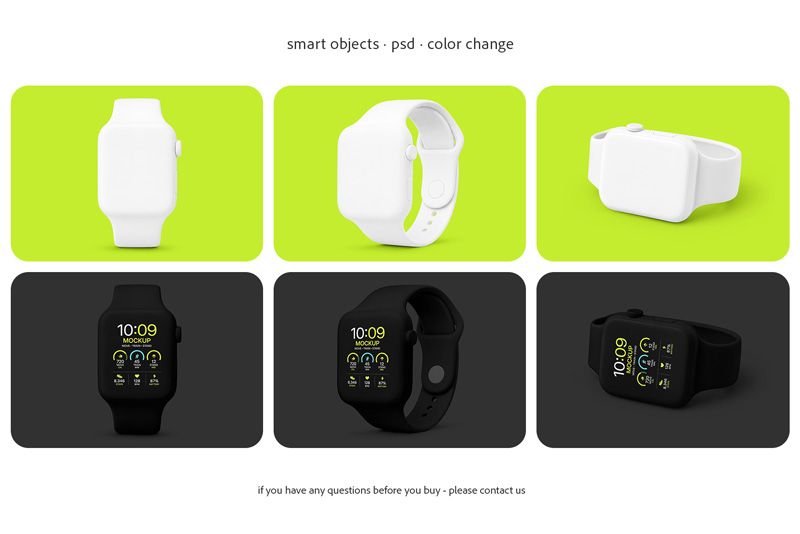 Preview bundle 4 clay apple watch mockup set