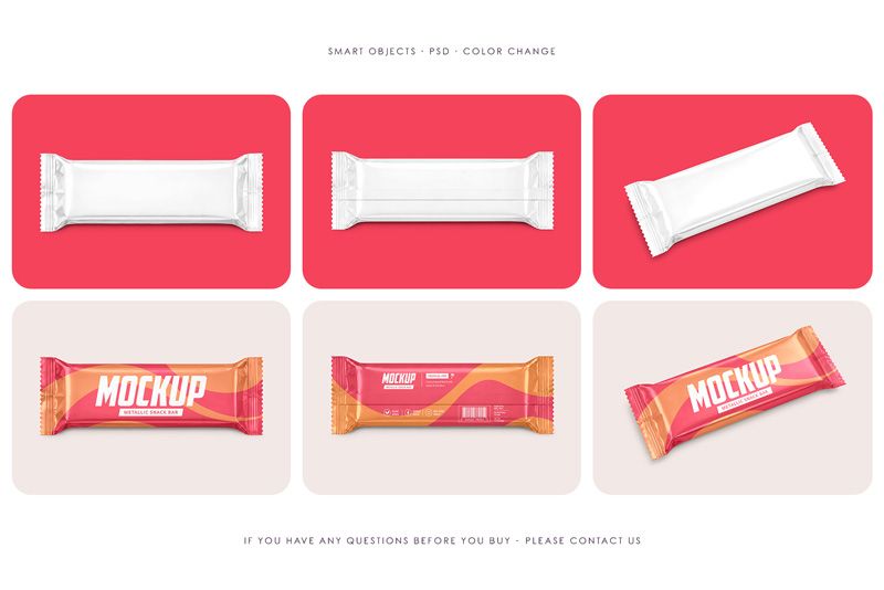 Preview bundle 4 metallic snack bar mockup set