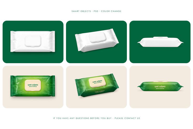 Preview bundle 4 wet wipes pack mockup set