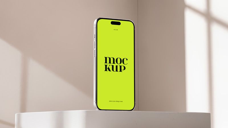 Preview mockup 1 free iphone on pedestal mockup