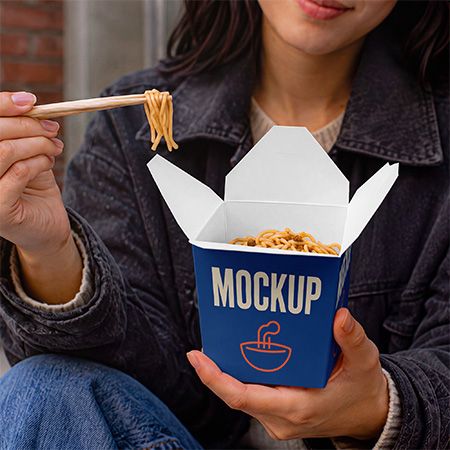 Free Chinese Food Packaging Box Mockup