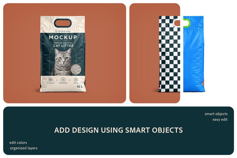 Preview bundle 2 cat litter packaging mockup set