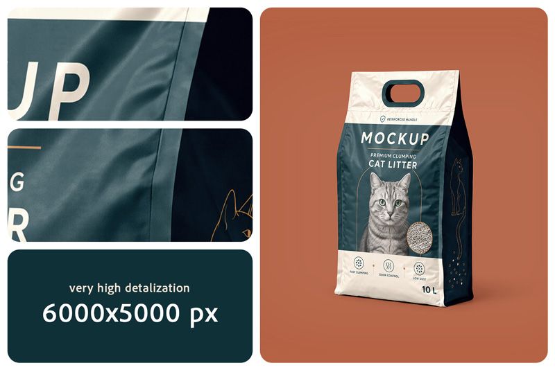 Preview bundle 3 cat litter packaging mockup set