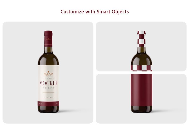 Editable label and neck capsule with patterned and solid-color artwork.