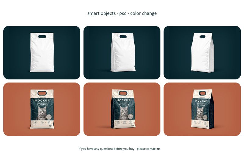 Preview bundle 4 cat litter packaging mockup set