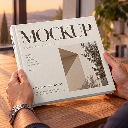 Free Square Book Mockup