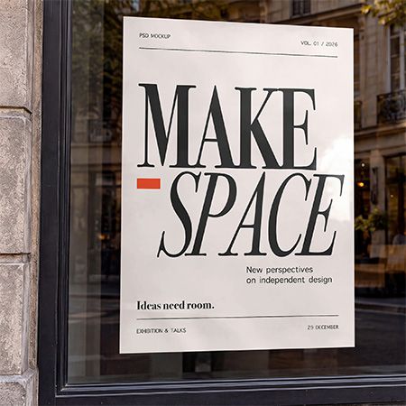Free Shop Window Poster Mockup