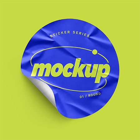 Free Wrinkled Round Sticker Mockup